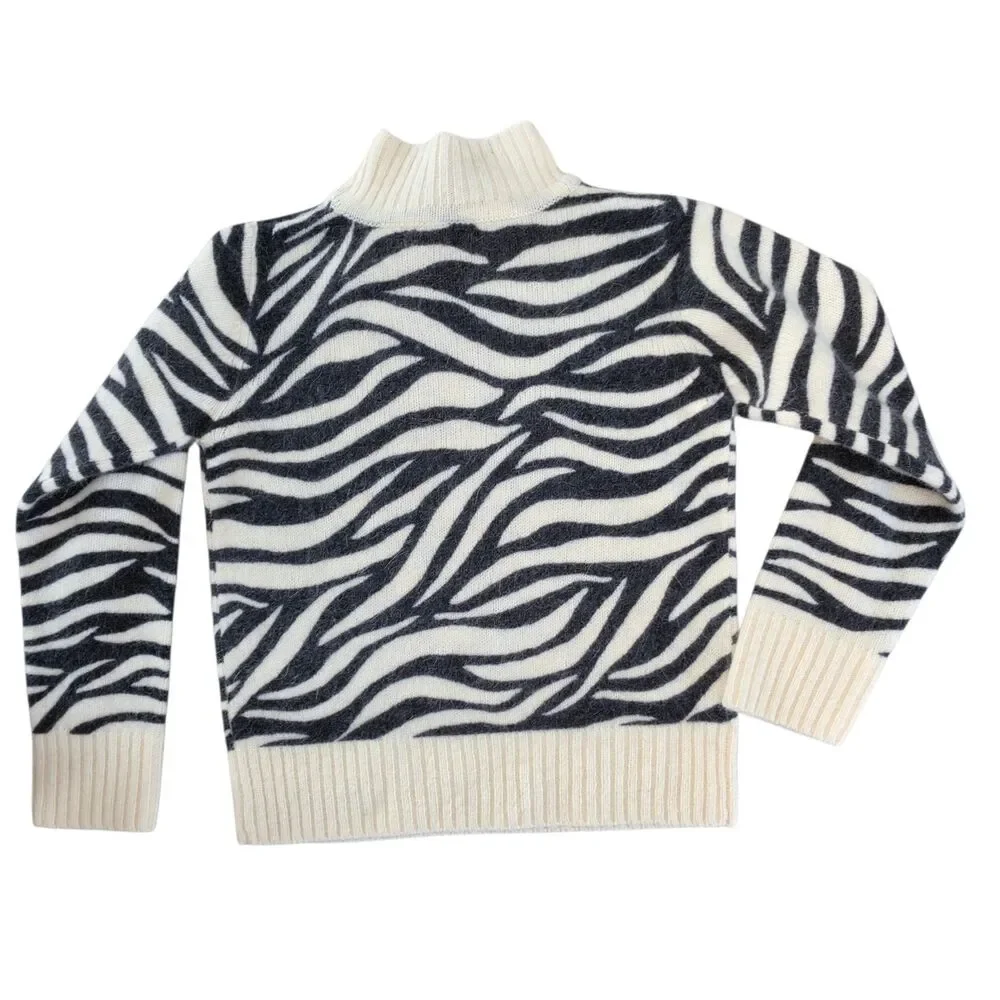 Vintage Deadstock Gymboree Mod Zebra Angora Sweater Size 5 White Black B2 School